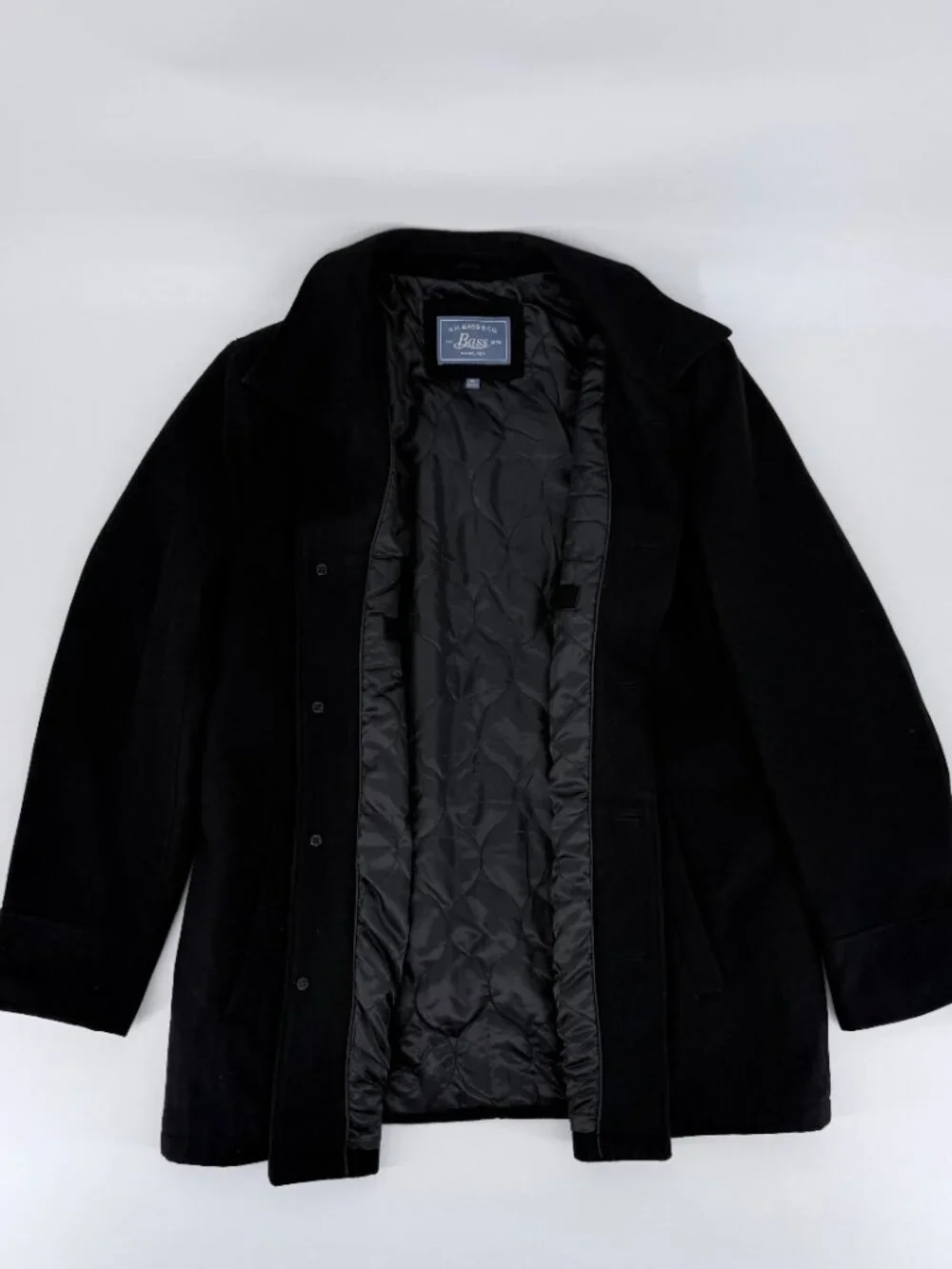 G.H. Bass Black Heavyweight Wool Blend Button Front Field Jacket Mens XL